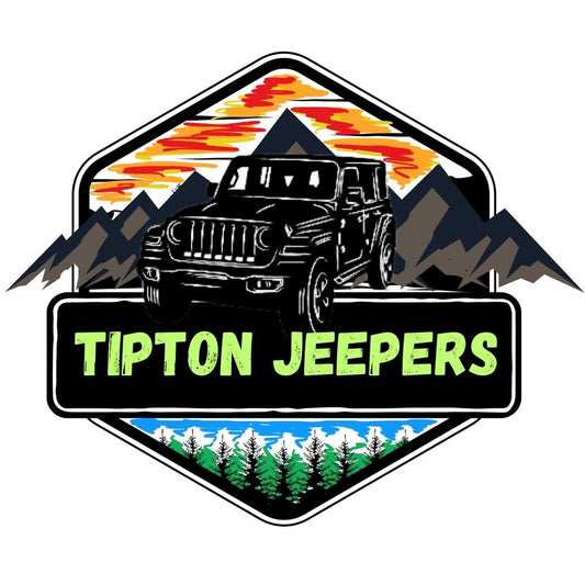 Jeep w/ mountains, and name badge